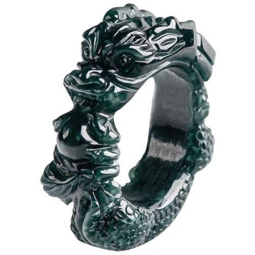 Natural Cyan Jade Dragon Success Ring Natural Cyan Jade Dragon Success Ring
