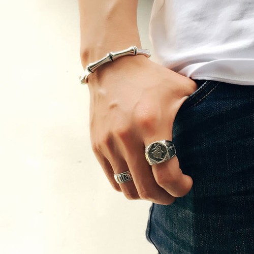 925 Silver Sanskrit Protection Adjustable Ring
