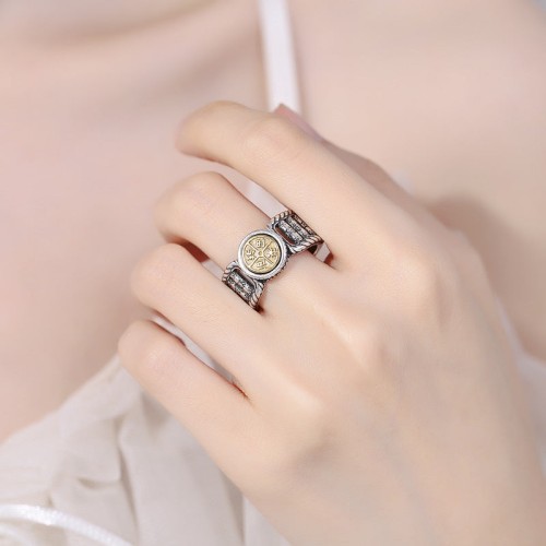 Tibetan Om Mani Padme Hum Copper Coin Rotatable Ring