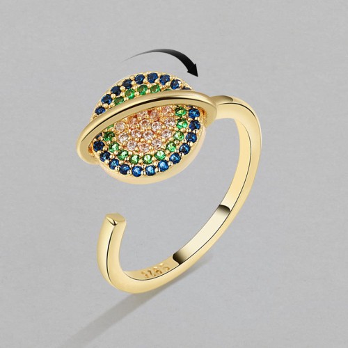 Zircon Copper Wealth Rotatable Ring Zircon Copper Wealth Rotatable Ring