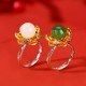 925 Silver White Jade Cyan Jade Success Ring 925 Silver White Jade Cyan Jade Success Ring