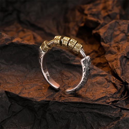 925 Sterling Silver Tang Dynasty Flower Luck Ring