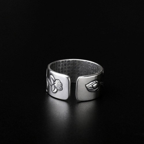 Tibetan Lotus White Copper Enlightenment Ring