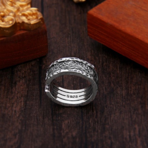 925 Silver Retro Tang Dynasty Adjustable Luck Ring 925 Silver Retro Tang Dynasty Adjustable Luck Ring