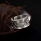 999 Sterling Silver Koi Lotus Heart Sutra Ring