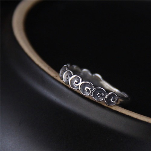 925 Silver Auspicious Clouds Engraved Ring 925 Silver Auspicious Clouds Engraved Ring