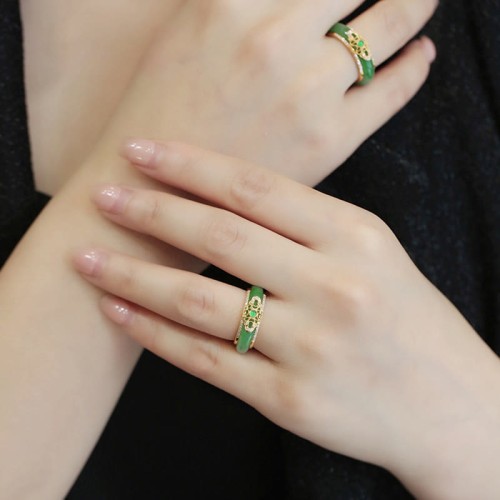 18K Gold Plated Green Chalcedony Strength Ring 18K Gold Plated Green Chalcedony Strength Ring