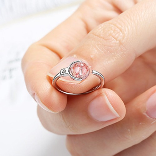 Pink Crystal Soothing Rotatable Ring