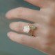 14K Gold Plated Tridacna Stone Rose Flower Jade Blessing Ring 14K Gold Plated Tridacna Stone Rose Flower Jade Blessing Ring