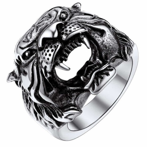 Men's Tiger Head Titanium Steel Punk Rock Ring Men's Tiger Head Titanium Steel Punk Rock Ring