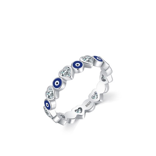 925 Silver Evil Eye Heart Zircon Blessing Ring 925 Silver Evil Eye Heart Zircon Blessing Ring