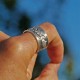 999 Sterling Silver Koi Lotus Heart Sutra Ring