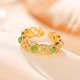 925 Silver Plated Gold Cyan Jade Success Ring