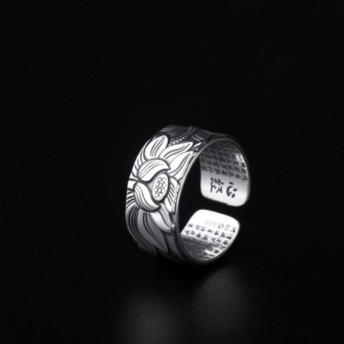 Tibetan Lotus White Copper Enlightenment Ring