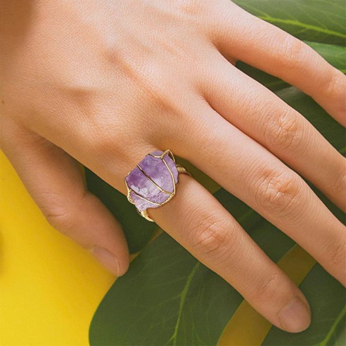 Amethyst Crystal Adjustable Ring Amethyst Crystal Adjustable Ring