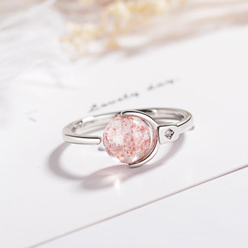 Pink Crystal Soothing Rotatable Ring