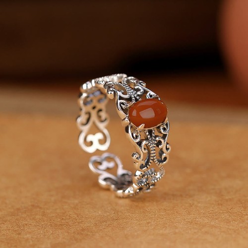 925 Sterling Silver Red Agate Calm Ring 925 Sterling Silver Red Agate Calm Ring