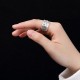 999 Sterling Silver Koi Lotus Heart Sutra Ring