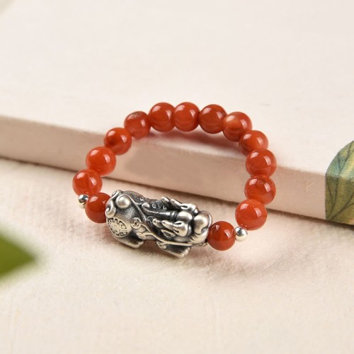 925 Silver Garnet Moonstone PiXiu Wealth Ring 925 Silver Garnet Moonstone PiXiu Wealth Ring