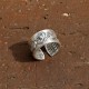 999 Sterling Silver Koi Lotus Heart Sutra Ring