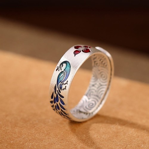 999 Silver Peacock Lotus Fortune Ring 999 Silver Peacock Lotus Fortune Ring