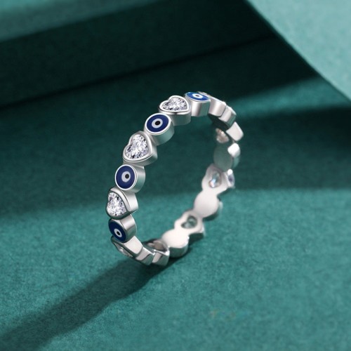 925 Silver Evil Eye Heart Zircon Blessing Ring 925 Silver Evil Eye Heart Zircon Blessing Ring