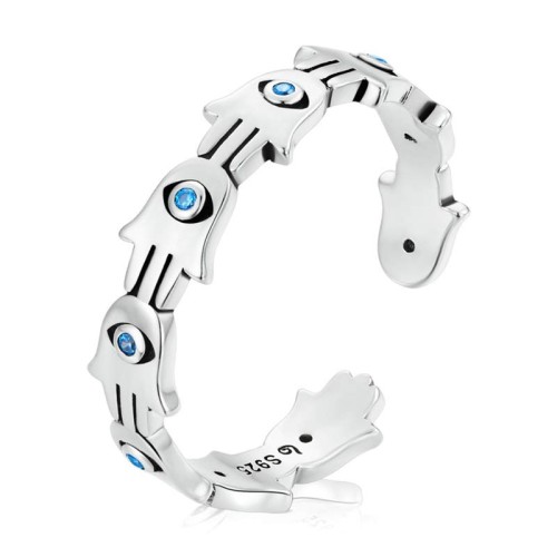 925 Silver Hamsa Symbol Zircon Adjustable Ring 925 Silver Hamsa Symbol Zircon Adjustable Ring