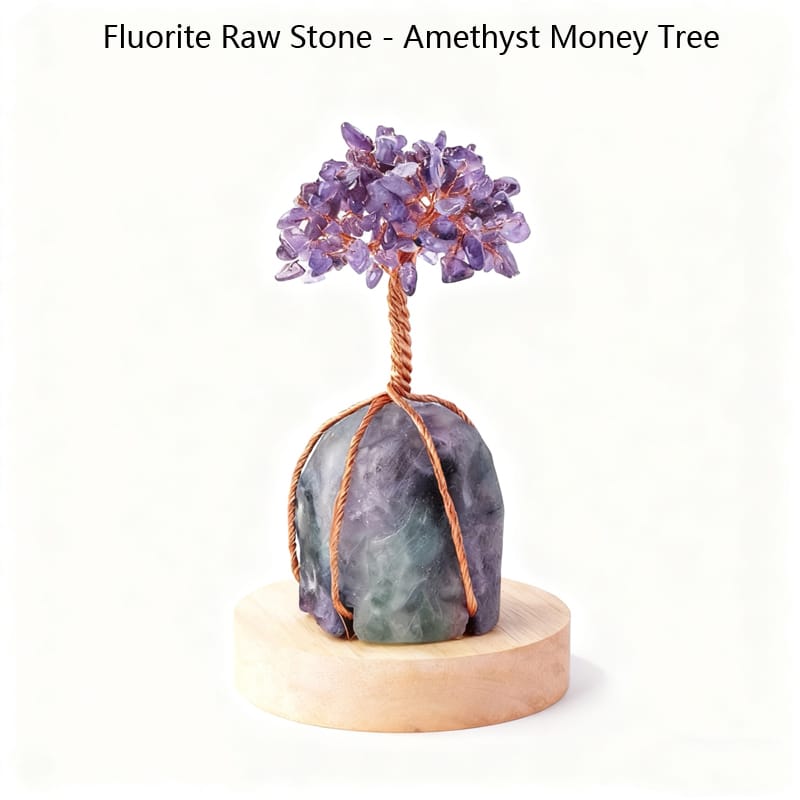 Crystal Money Tree - Natural Quartz Base with Crystals and Healing Stones